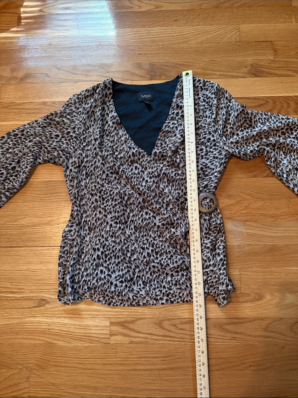 MSK Leopard Print Wrap Top - Taupe and Black - Picture 6 of 12